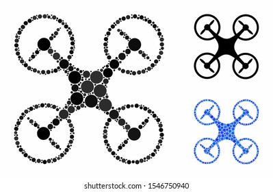 Air copter composition of small circles in different sizes and shades, based on air copter icon. Vector small circles are combined into blue composition.