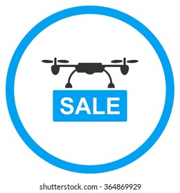 Air Copter Sale vector icon. Style is bicolor flat circled symbol, blue and gray colors, rounded angles, white background.