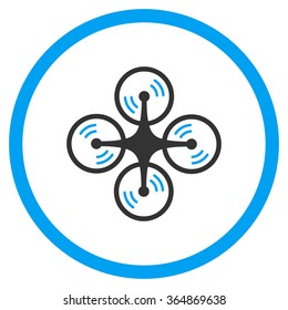 Air Copter Screw Rotation vector icon. Style is bicolor flat circled symbol, blue and gray colors, rounded angles, white background.