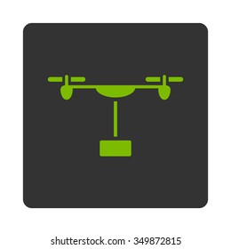 Air Copter Shipment vector icon. Style is flat rounded square button, eco green and gray colors, white background.