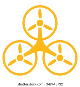Air Copter vector icon. Style is flat symbol, yellow color, rounded angles, white background.