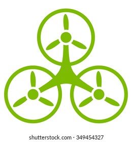 Air Copter vector icon. Style is flat symbol, eco green color, rounded angles, white background.