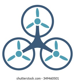 Air Copter vector icon. Style is bicolor flat symbol, cyan and blue colors, rounded angles, white background.