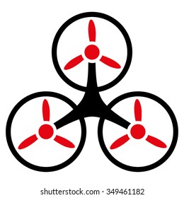 Air Copter vector icon. Style is bicolor flat symbol, intensive red and black colors, rounded angles, white background.