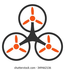 Air Copter vector icon. Style is bicolor flat symbol, orange and gray colors, rounded angles, white background.