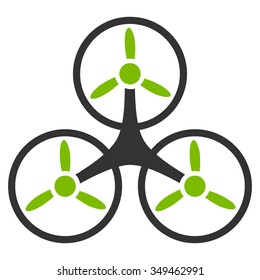 Air Copter vector icon. Style is bicolor flat symbol, eco green and gray colors, rounded angles, white background.