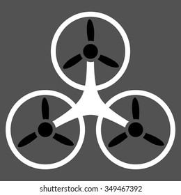 Air Copter vector icon. Style is bicolor flat symbol, black and white colors, rounded angles, gray background.