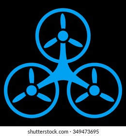 Air Copter vector icon. Style is flat symbol, blue color, rounded angles, black background.