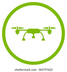 Air Copter vector icon. Style is flat circled symbol, eco green color, rounded angles, white background.