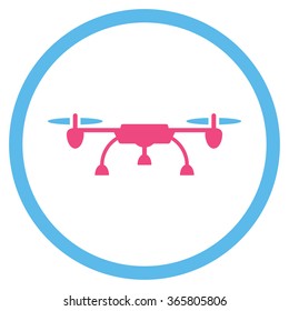 Air Copter vector icon. Style is bicolor flat circled symbol, pink and blue colors, rounded angles, white background.