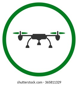 Air Copter vector icon. Style is bicolor flat circled symbol, green and gray colors, rounded angles, white background.