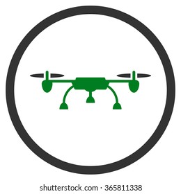 Air Copter vector icon. Style is bicolor flat circled symbol, green and gray colors, rounded angles, white background.