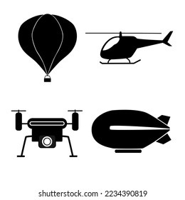 Icono vectorial de la nave aérea aislado en fondo blanco, ilustración vectorial