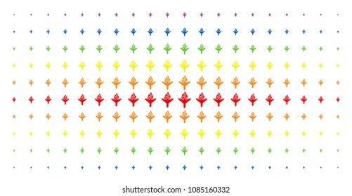 Air crash icon rainbow colored halftone pattern. Vector air crash symbols are organized into halftone grid with vertical rainbow colors gradient. Constructed for backgrounds, covers,