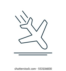 Air crash isolated line icon on white background