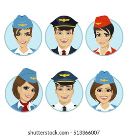 air crew member avatars of pilots and stewardesses