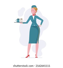 Air crew. Stewardess flat vector illustration. Airliner staff, occupation, travel concept for banner, website design or landing web page