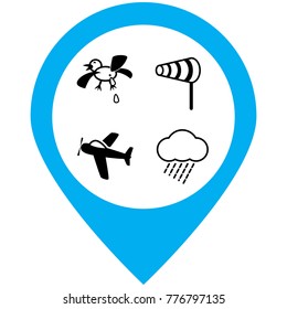 Air dangers icons set. Vector illustration.