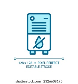 Air dehumidifier light blue icon. Portable device. Humidity control. Water removal. House appliance. RGB color sign. Simple design. Web symbol. Contour line. Flat illustration. Isolated object
