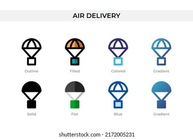 Air Delivery icon in different style. Air Delivery vector icons designed in outline, solid, colored, filled, gradient, and flat style. Symbol, logo illustration. Vector illustration