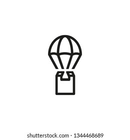 Air delivery line icon. Parachute, parcel, order. Post concept. Can be used for topics like mail, distribution, shopping