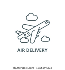 Air delivery line icon, vector. Air delivery outline sign, concept symbol, flat illustration