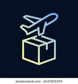 Paquete de entrega de aire toma vuelo. Ilustración de símbolo de icono