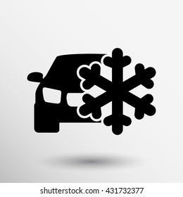 Air direction auto conditioning snowflake icon on white background