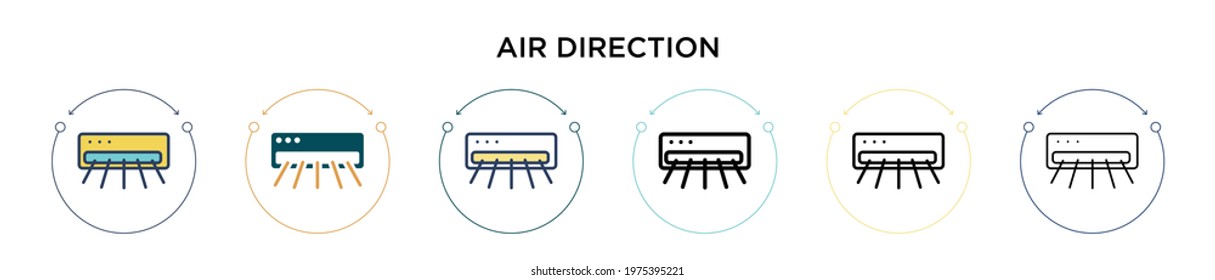 Air direction icon in filled, thin line, outline and stroke style. Vector illustration of two colored and black air direction vector icons designs can be used for mobile, ui, web