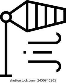 Symbol für Luftrichtung. Dünnes lineares Design isoliert auf weißem Hintergrund