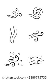Air doodle icons, wind symbols