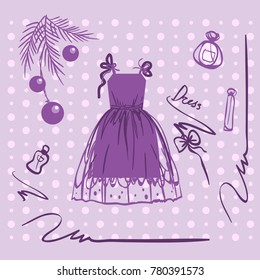 air dress for New Year's holiday.
bottle perfume. background for girls