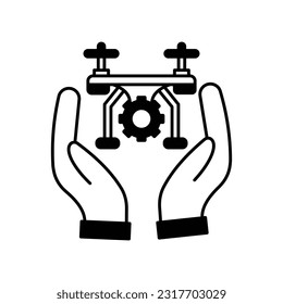 Icono de vector de glifo de cuidado de drones de aire que puede editar o modificar fácilmente 


