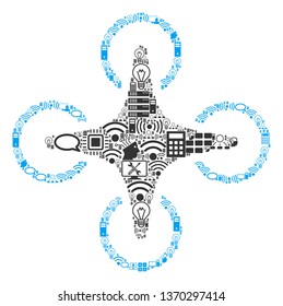 Air Drone collage icon organized for bigdata and computing purposes. Vector air drone mosaics are organized from computer, calculator, connections, wi-fi, network,