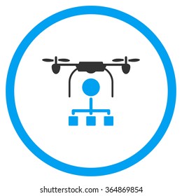 Air Drone Distribution vector icon. Style is bicolor flat circled symbol, blue and gray colors, rounded angles, white background.