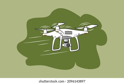 Air drone flat illustration design with photography and video camera. vector