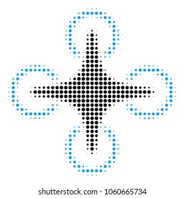 Air Drone halftone vector icon. Illustration style is dotted iconic Air Drone icon symbol on a white background. Halftone pattern is circle items.