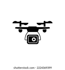  Air drone icon in black flat glyph, filled style isolated on white background