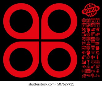 Air Drone icon with bonus calendar and time management symbols. Vector illustration style is flat iconic symbols, red color, black background.