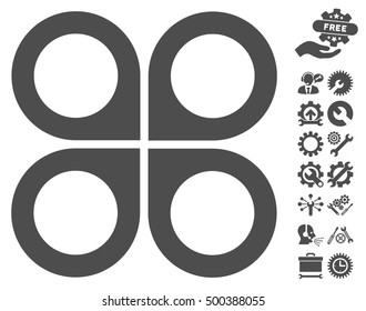 Air Drone icon with bonus setup tools pictures. Vector illustration style is flat iconic symbols, gray color, white background.