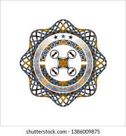 air drone icon inside arabesque style badge. arabic decoration.