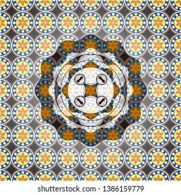 air drone icon inside arabic emblem. Arabesque decoration.