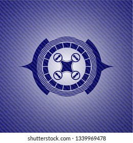 air drone icon inside badge with denim texture