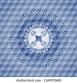 air drone icon inside blue emblem with geometric pattern.