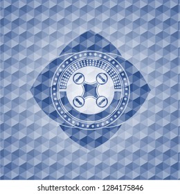air drone icon inside blue polygonal emblem.