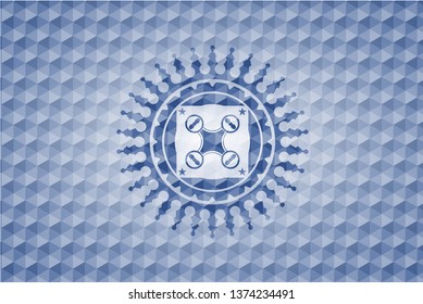 air drone icon inside blue polygonal badge.