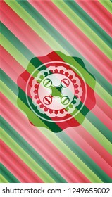 air drone icon inside christmas style emblem.