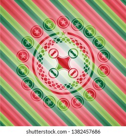 air drone icon inside christmas style badge..