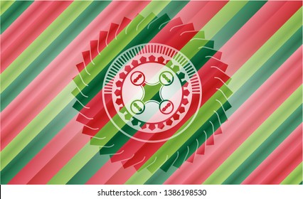 air drone icon inside christmas colors style badge.