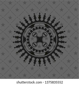 air drone icon inside dark emblem. Retro